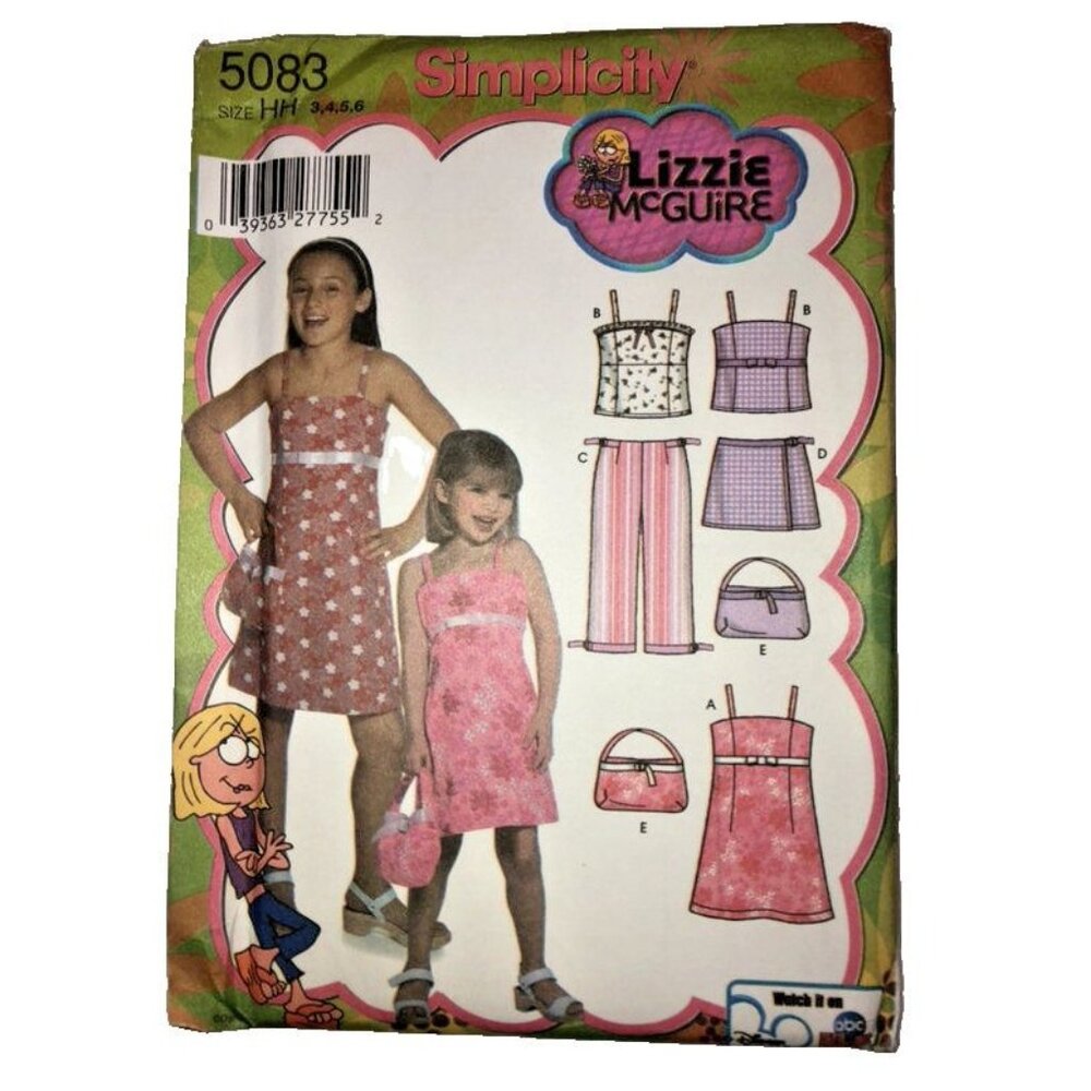 Simplicity Sewing Pattern 5083 Girls Dress Top Pants Skort Purse Size 3-6 Uncut